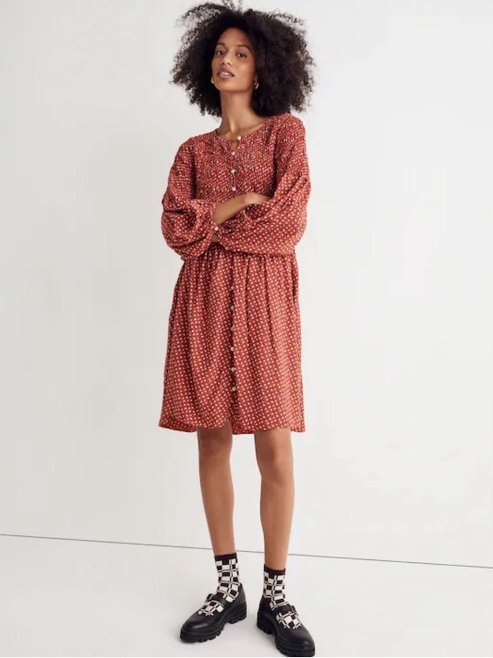 Madewell Rust Polka Dot Mini Dress